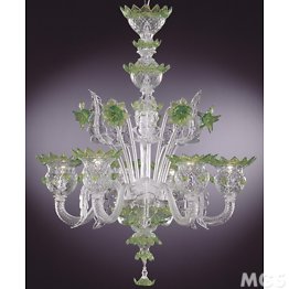 Lustre en cristal aux détails verts