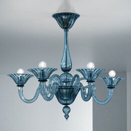 Lustre en cristal avec ambre à six lumières